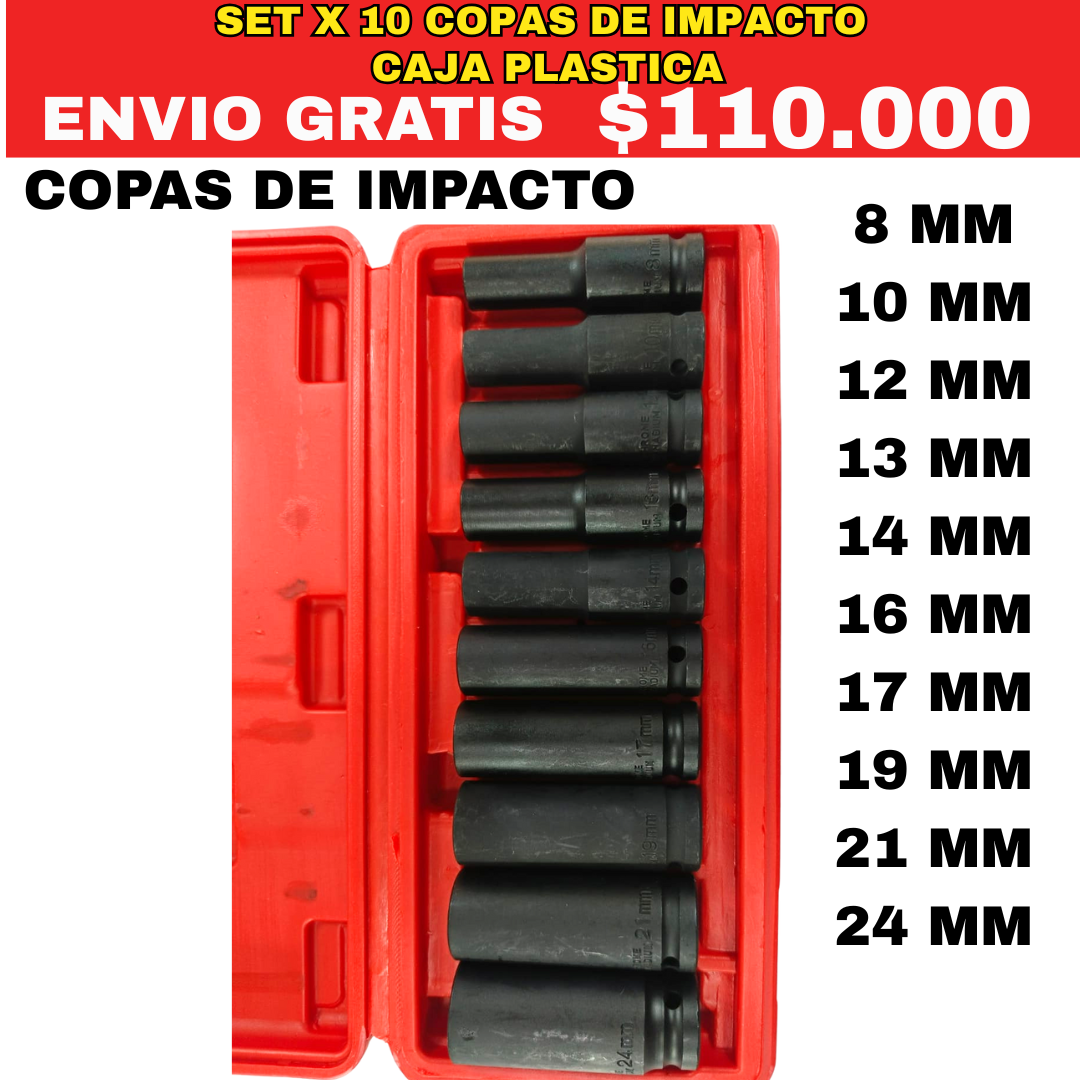Set Copas De Impacto x 10 piezas -ENVIO GRATIS