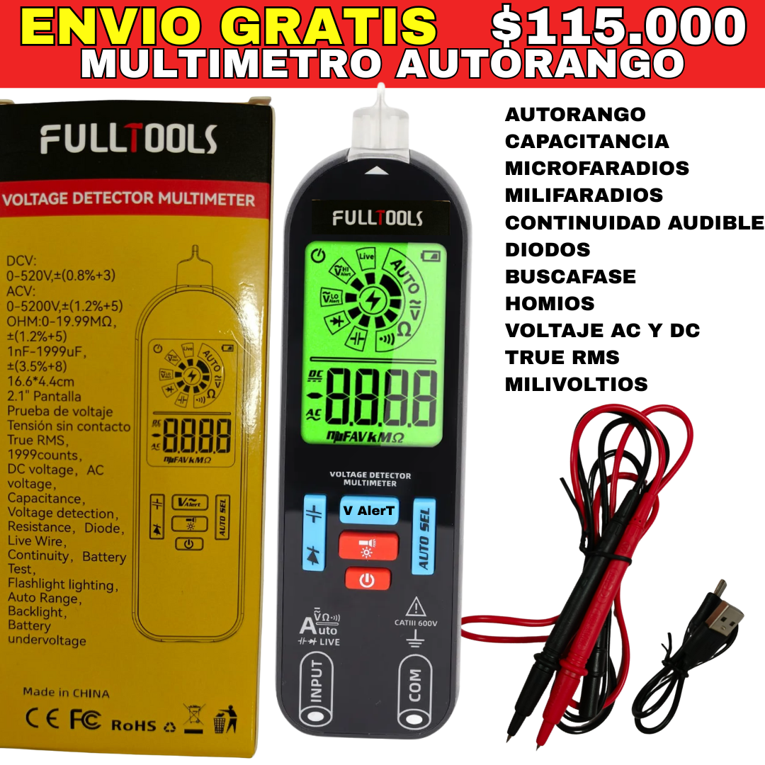 Multímetro Detector de Voltaje -Envió Gratis
