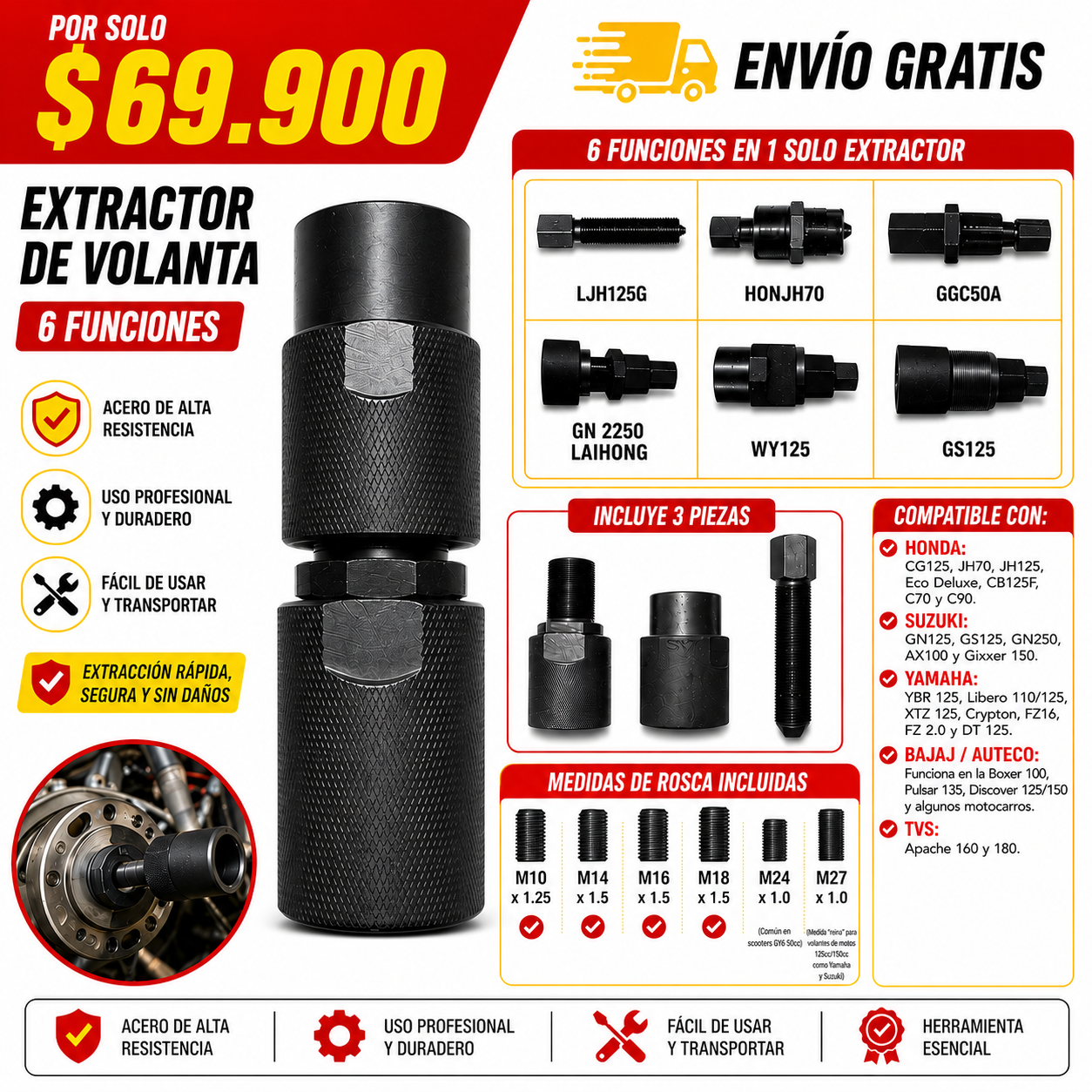 Extractor de Volanta 6 Funciones ENVIO GRATIS