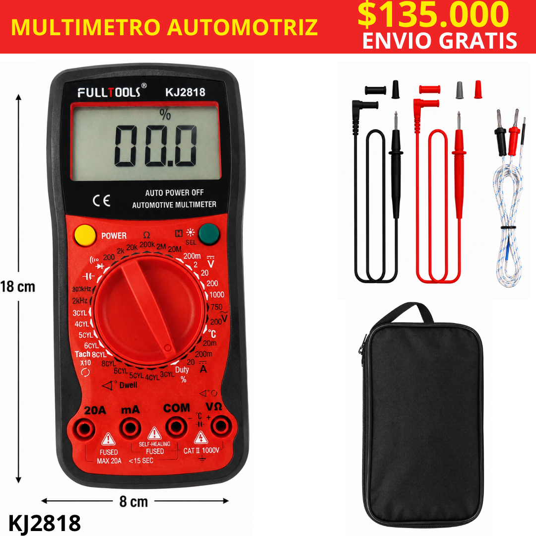 Multímetro Digital Automotriz FULLTOOLS KJ2818 ENVIO GRATIS