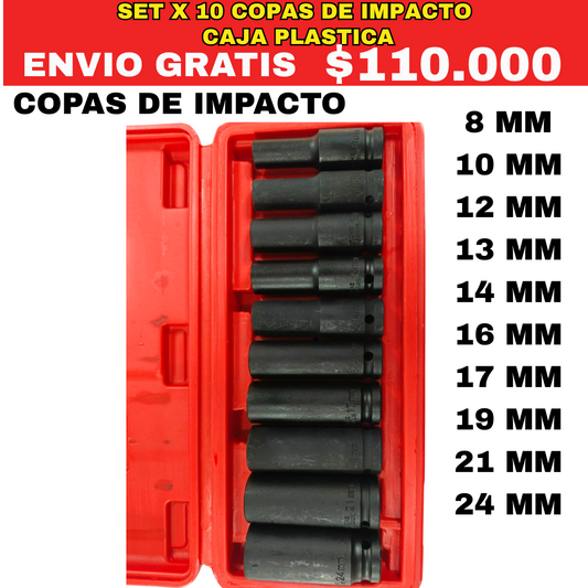 Set Copas De Impacto x 10 piezas -ENVIO GRATIS