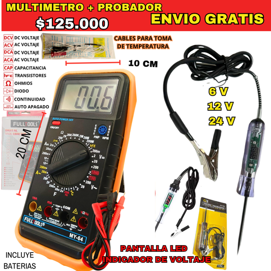 Multímetro Digital + Probador de circuito de pantalla ENVIO GRATIS
