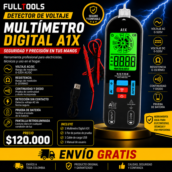 Multímetro Inteligente Autorango Con Detector de Fase Fulltools Coltools