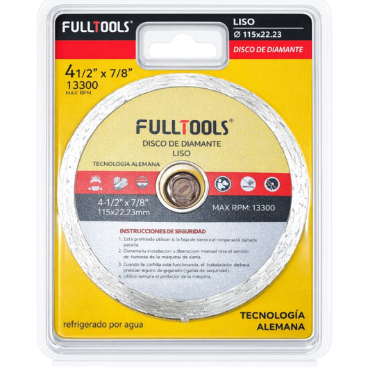 Disco 4 1/2  Diamantado Liso Corte Cerámica Porcela Mármol Coltools