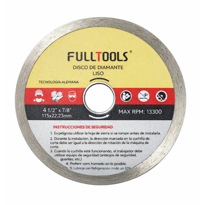 Disco 4 1/2  Diamantado Liso Corte Cerámica Porcela Mármol Coltools