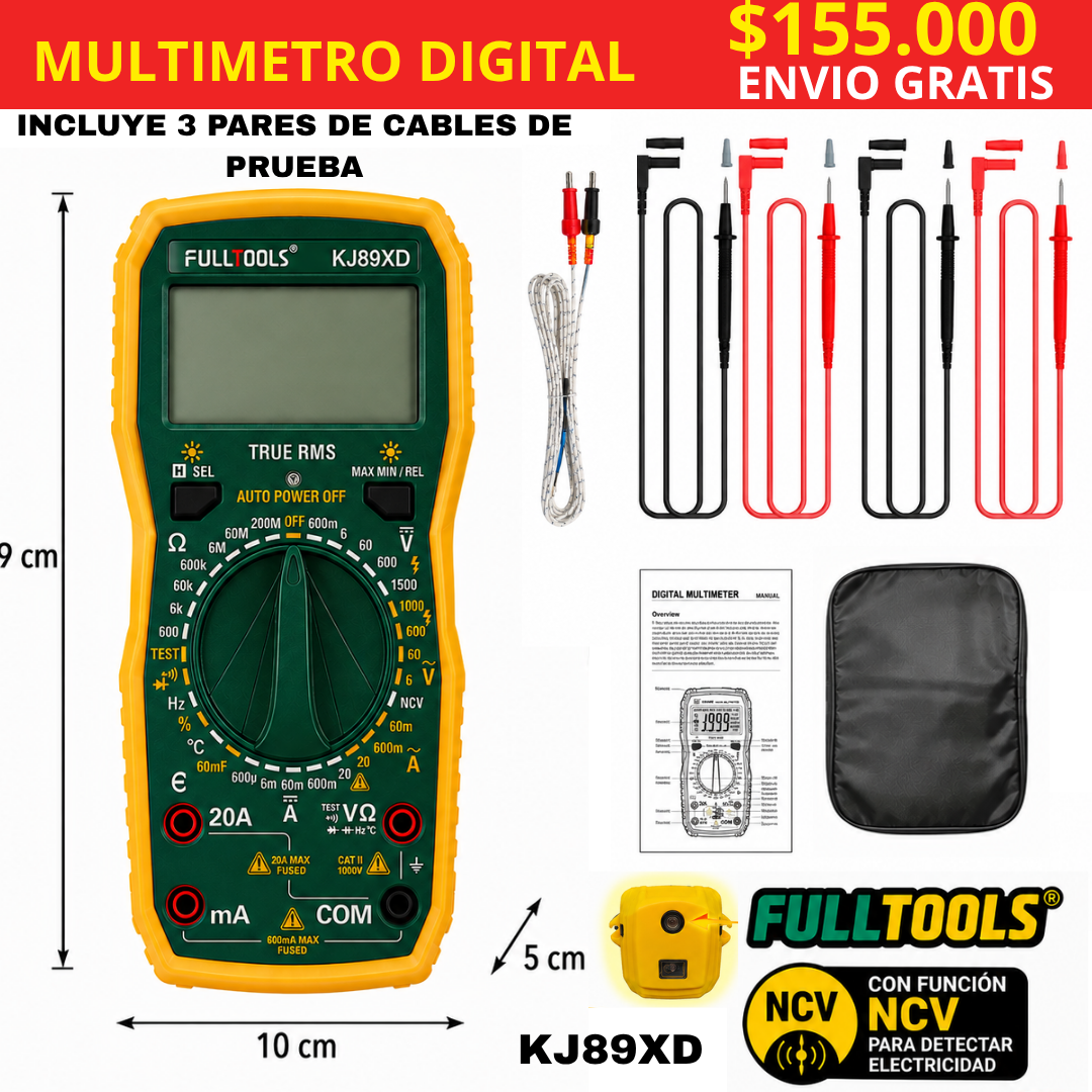 Multímetro Digital Profesional TRUE RMS  KJ89XD  ENVIO GRATIS