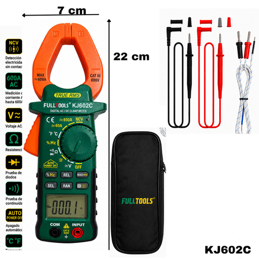 Pinza Amperimétrica Digital AC/DC – TRUE RMS KJ602C