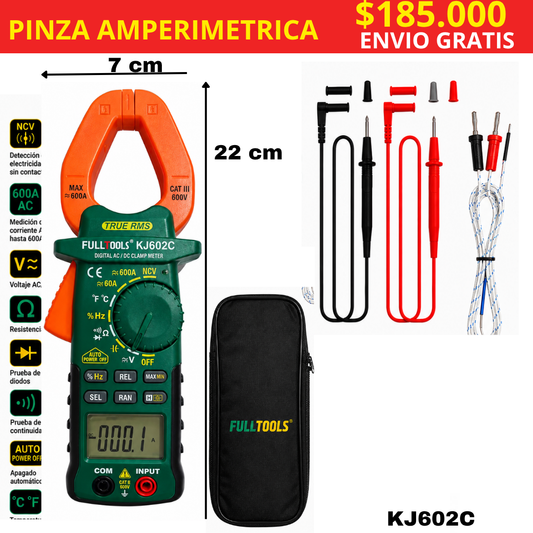 Pinza Amperimétrica Digital AC/DC – TRUE RMS KJ602C  ENVIO GRATIS