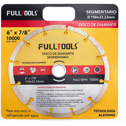 Disco 6" Diamantado Segmentario Marca Fulltools Coltools