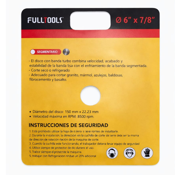 Disco 6" Diamantado Segmentario Marca Fulltools Coltools