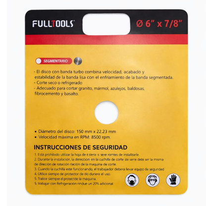 Disco 6" Diamantado Segmentario Marca Fulltools Coltools