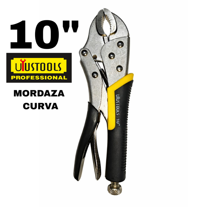 Hombresolo o Alicate de Presión Mordaza Curva 10" Mango Encauchado Uyustools