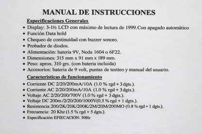 Combo de herramientas Multimetro + Probador de Voltaje