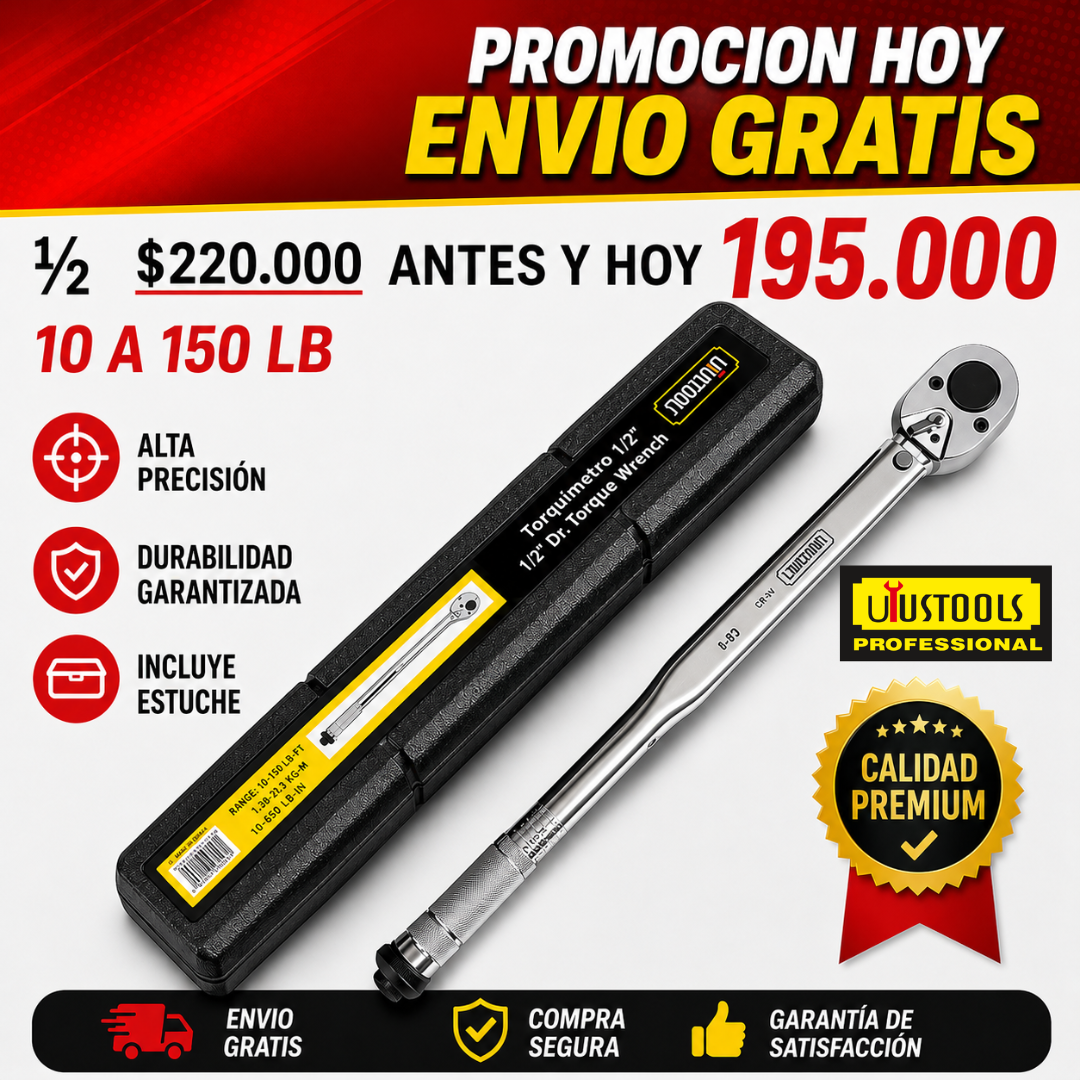 Torquimetro de 1/2" Uyustools 10 A 150 LB  ENVIO GRATIS