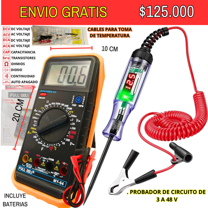 Combo de herramientas Multimetro + Probador de Voltaje